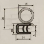 Ущільнювач дверей універсальний однокамерний 15х14х6мм