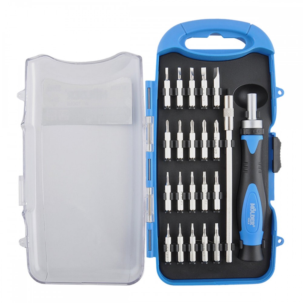 Отвертка Molder реверсивная с комплектом насадок для точных работ 20в1