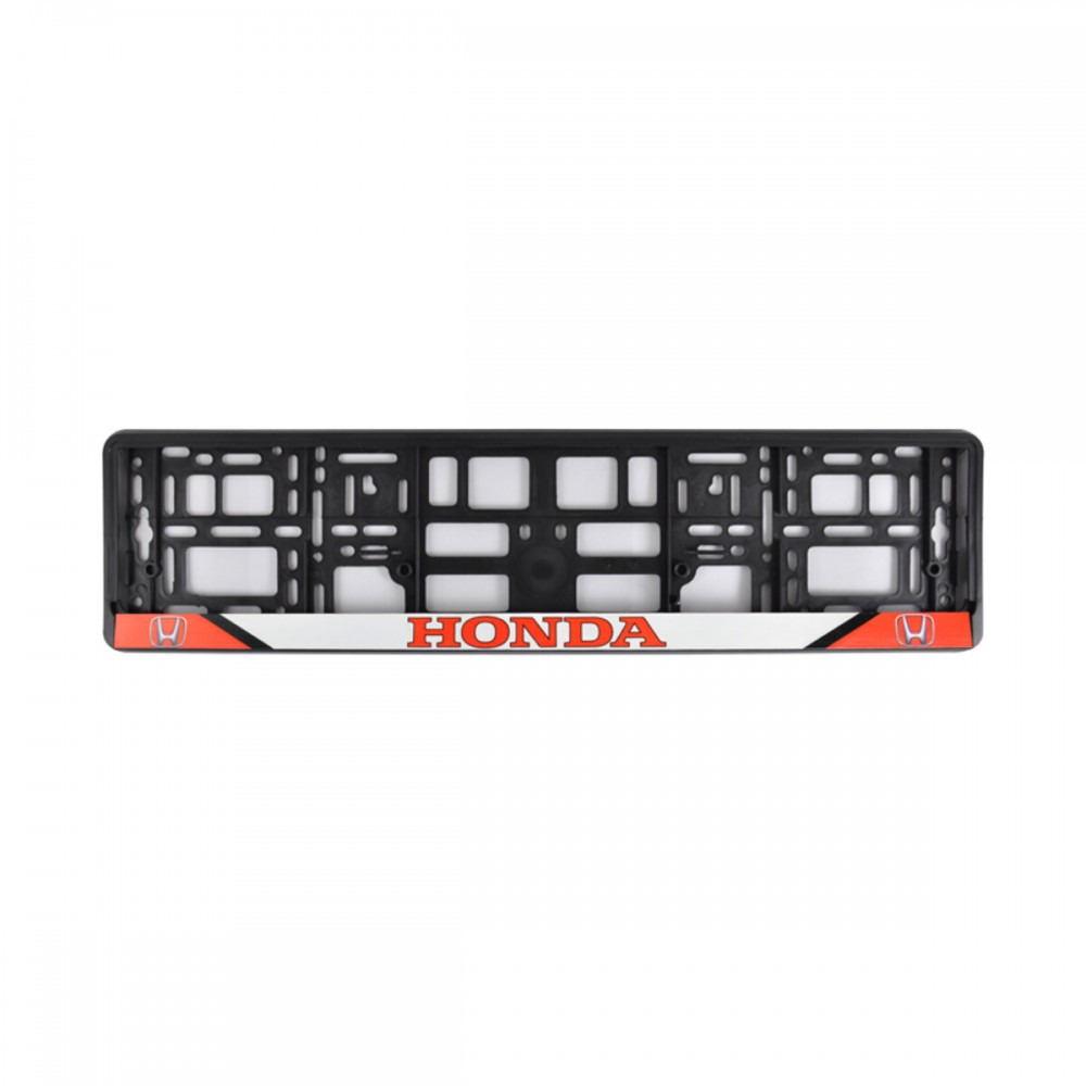 Рамка Сarlife под номер, цветная печать, Honda красно-белая