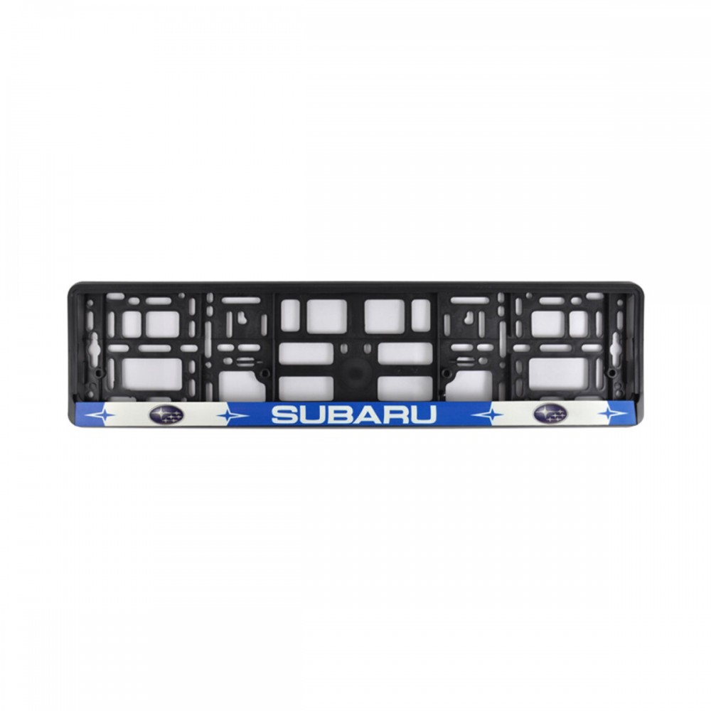 Рамка Сarlife под номер, цветная печать, Subaru бело-синяя