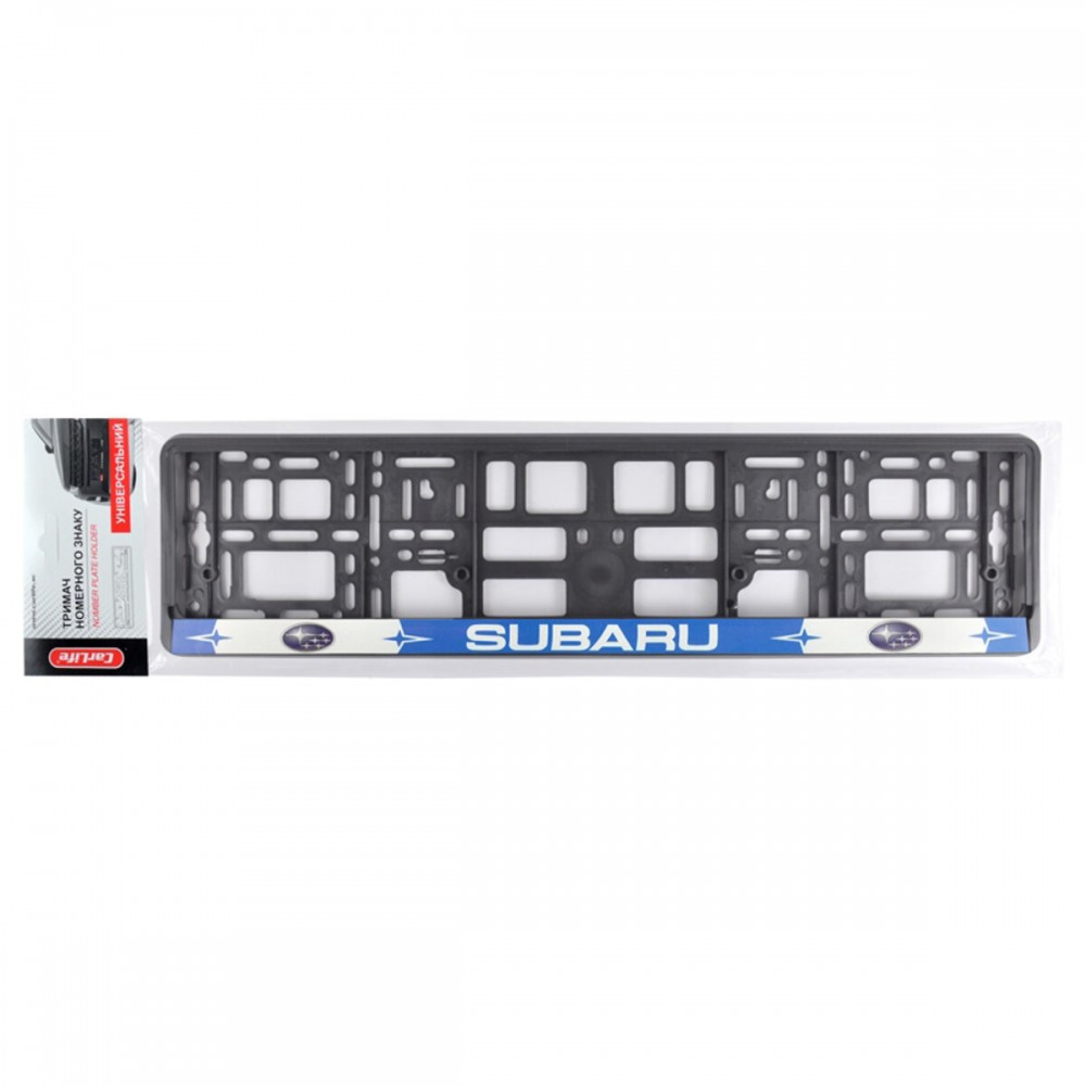 Рамка Сarlife под номер, цветная печать, Subaru бело-синяя