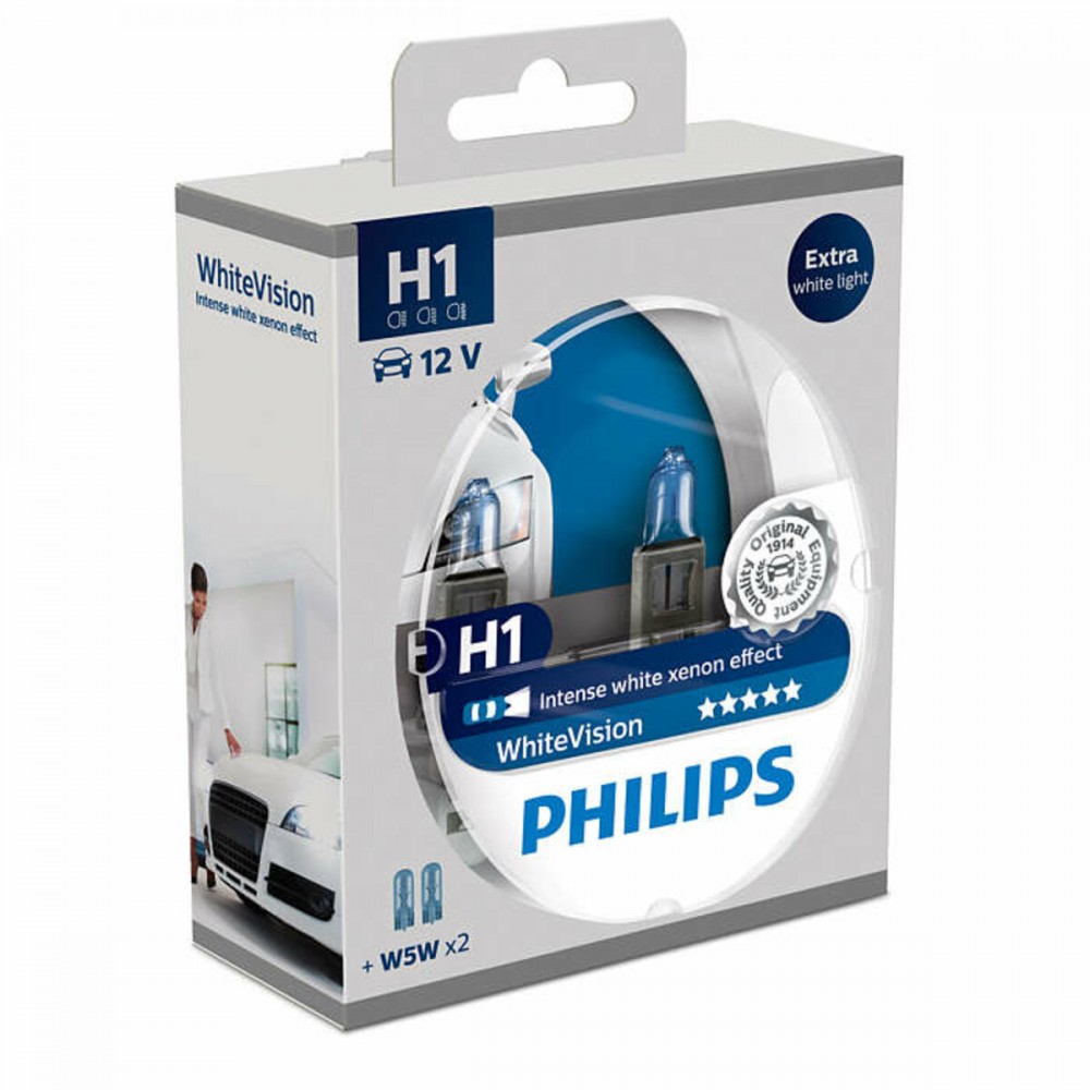 Галогеновая лампа Philips H1 12V 55W P14.5s White Vision +60% 4300K