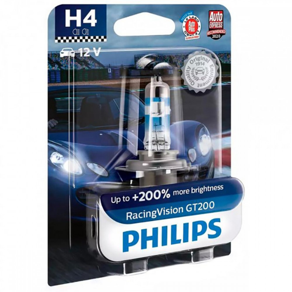 Галогенная лампа Philips H4 RacingVision GT200 H4 P43t-38 12В 60/55Вт 3600K