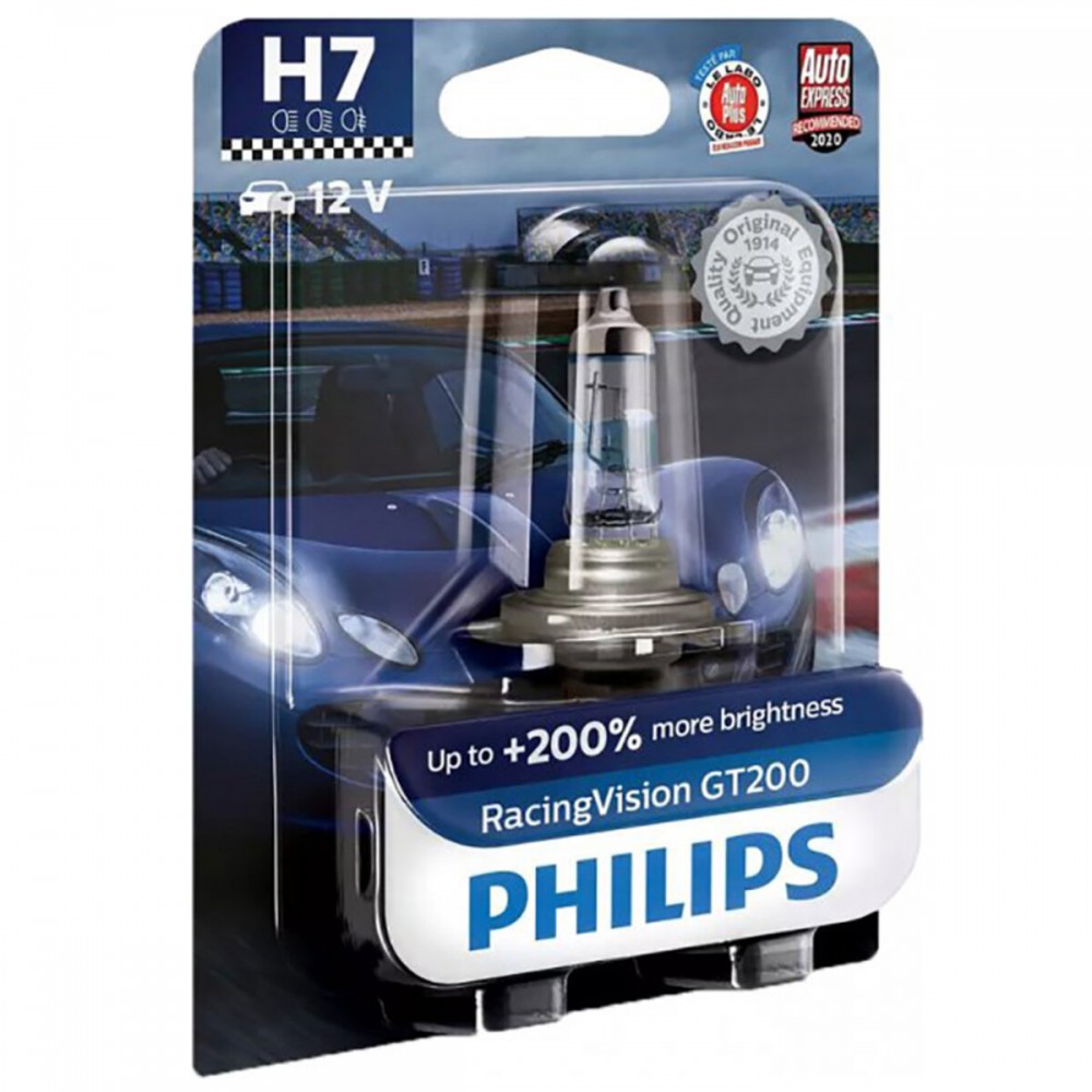 Галогеновая лампа Philips H7 RacingVision GT200 12V 55W PX26d 12972RGTB1