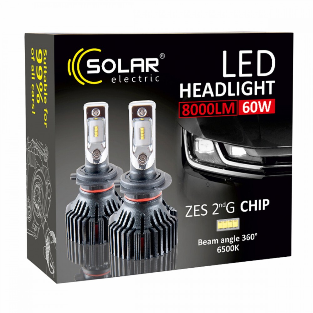 LED Автолампы Solar H11 12/24V 6500K 8000Lm 60W ZES Chip