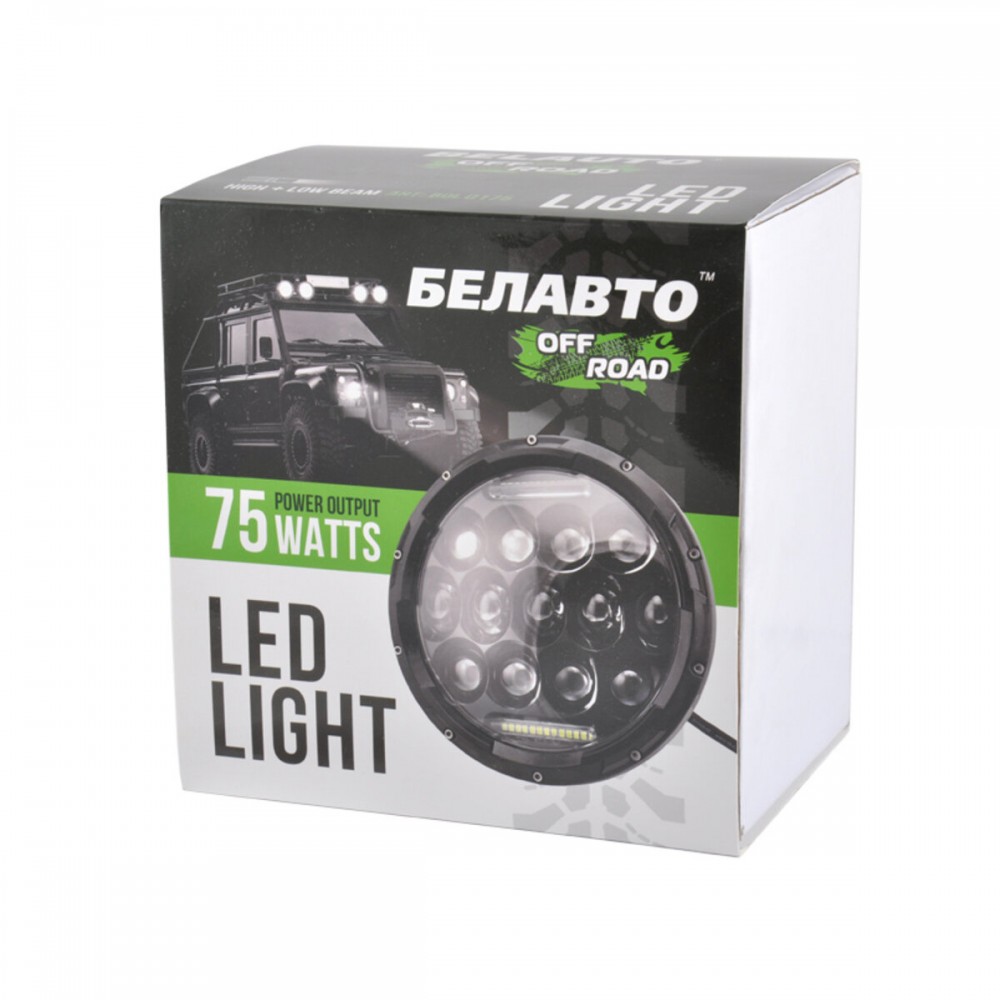 Автолампа светодиодная BELAUTO 10-60V, 75W 13*5W CREE+10W DRL