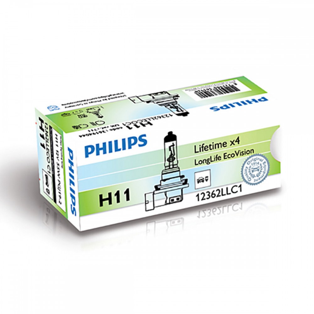 Галогеновая лампа Philips H11 12V 55W PGJ19 LongerLife Ecovision 2шт