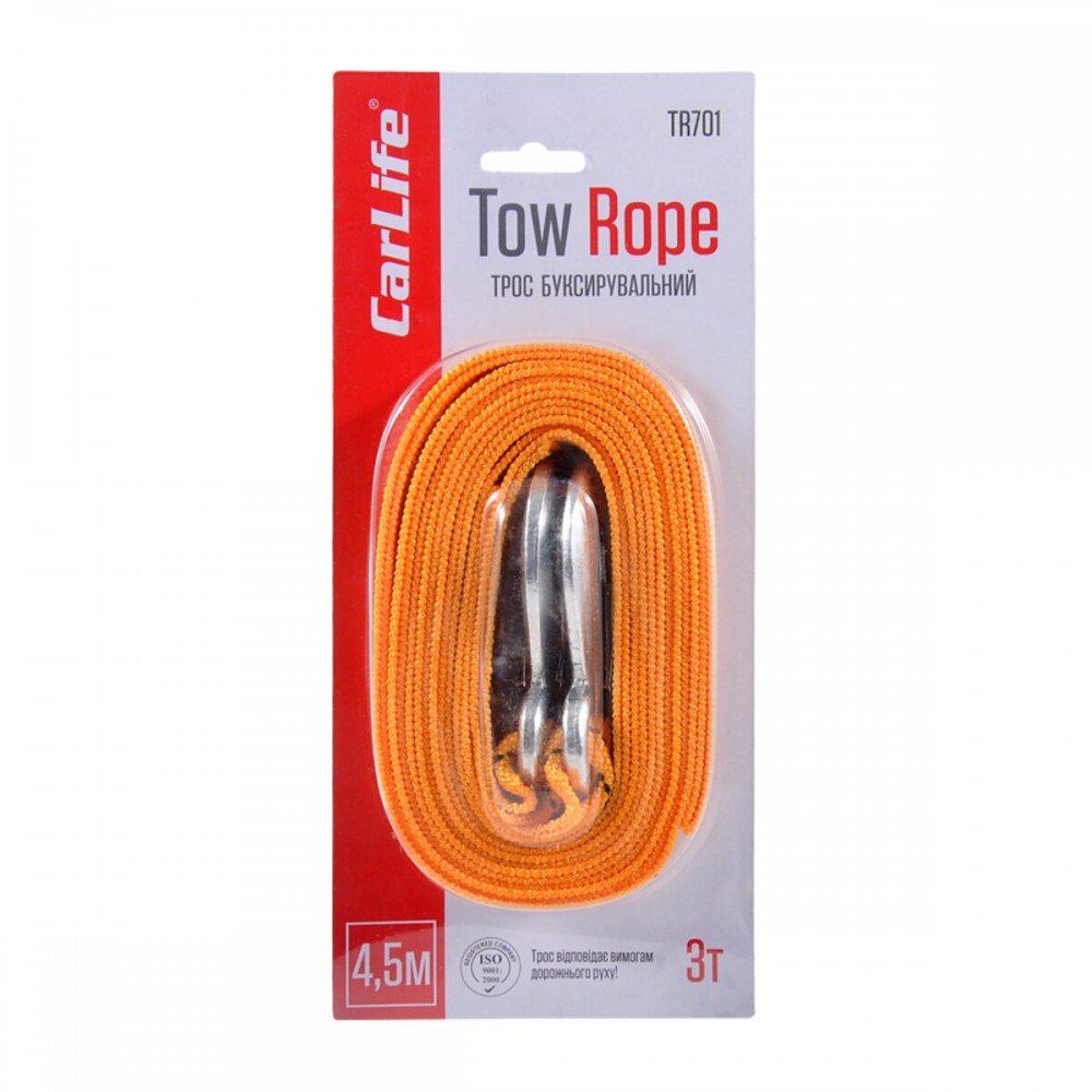 Буксировочный трос Carlife 3т, 4,5м TR701