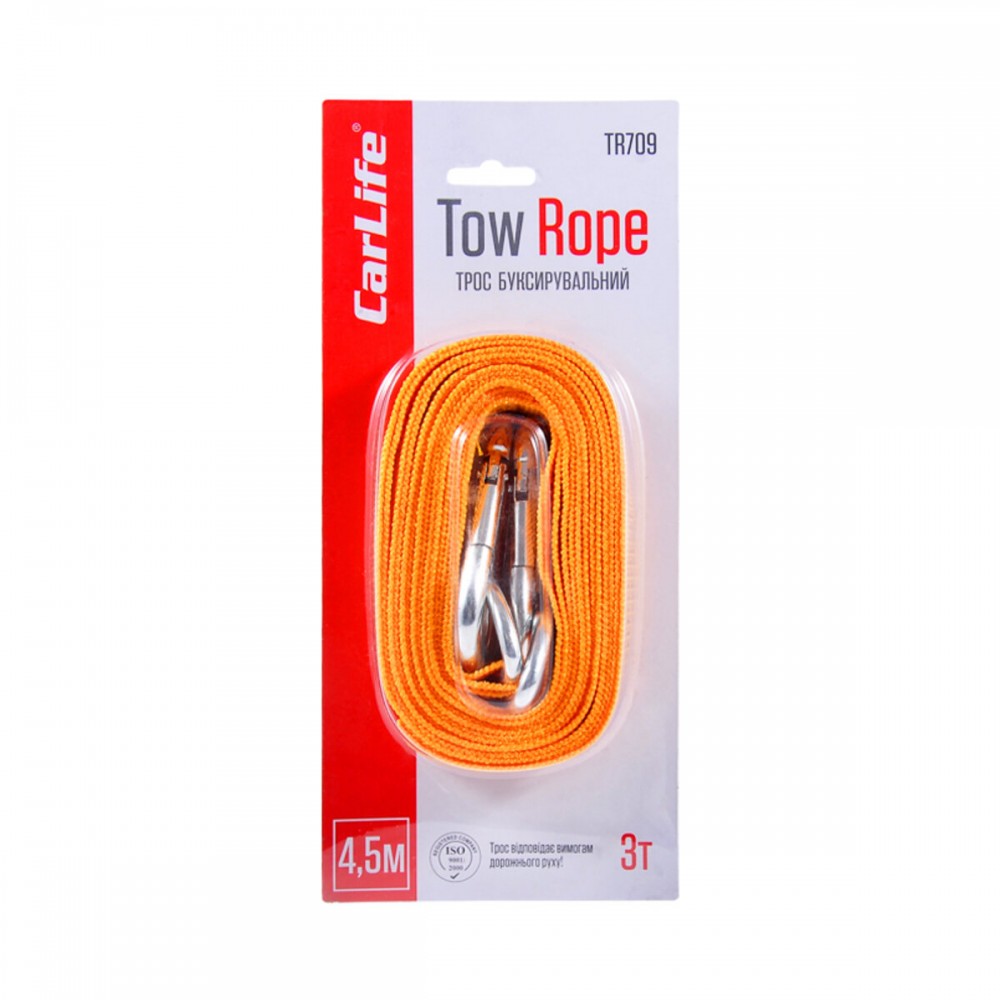 Буксировочный трос CarLife 3т, 4,5м TR709