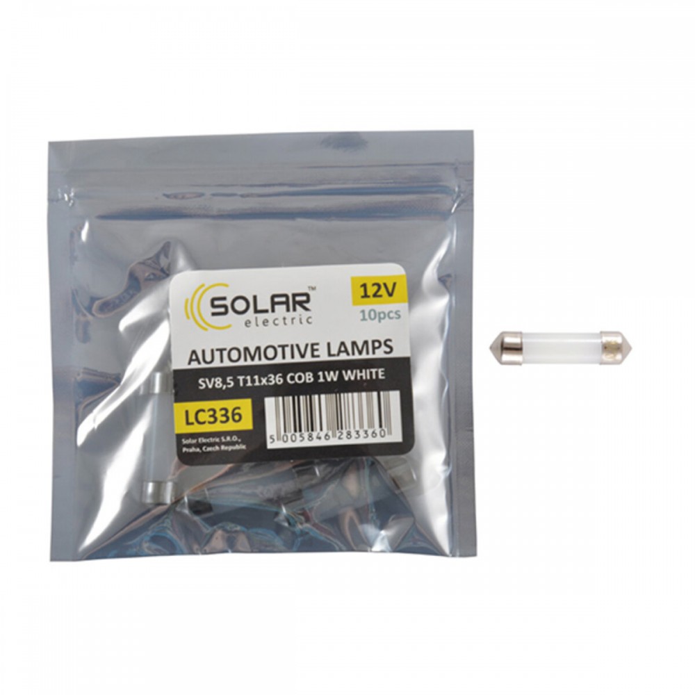 LED автолампа Solar 12V SV8.5 T11x36 1COB 1W white 10шт