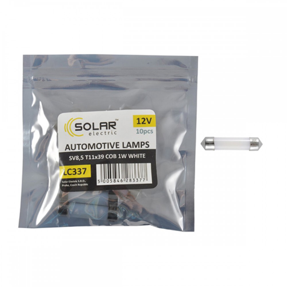 LED автолампа Solar 12V SV8.5 T11x39 1COB 1W white 10шт