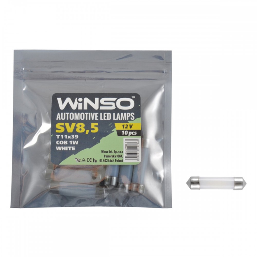 LED автолампа Winso 12V COB SV8.5 T11x39, 10шт 127160