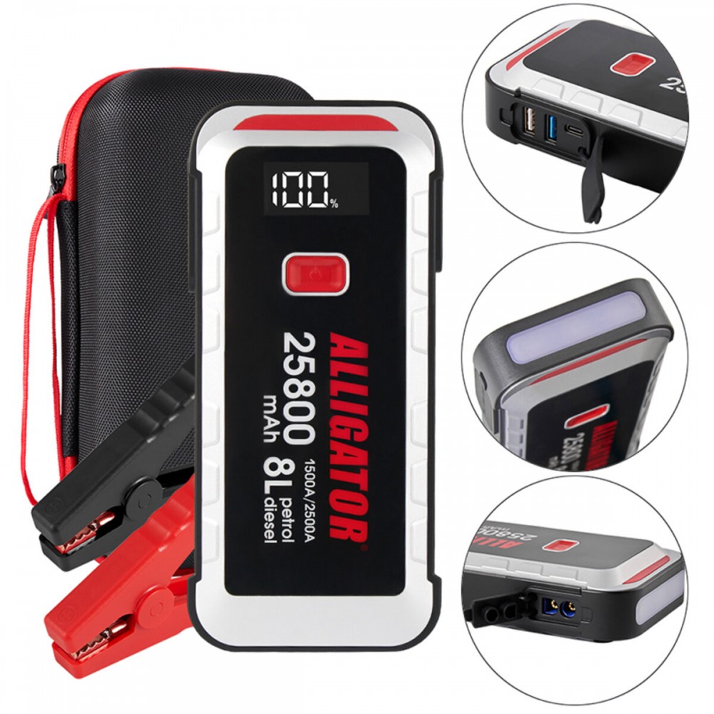Бустер (пусковий пристрій) Alligator Jump Starter 1500A/2500A 25800mAh зі Smart-клемами