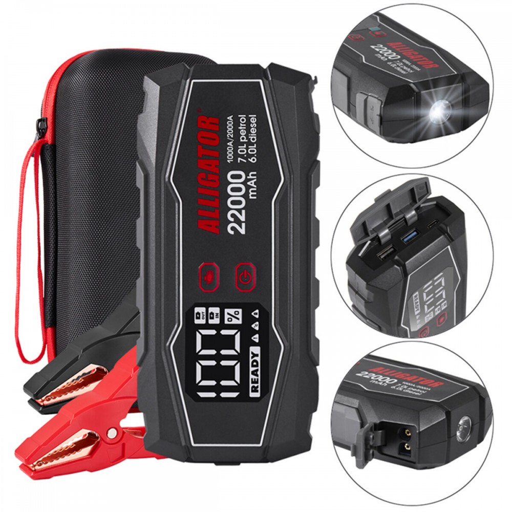 Бустер (пусковий пристрій) Alligator Jump Starter 1000A/2000A 22000mAh