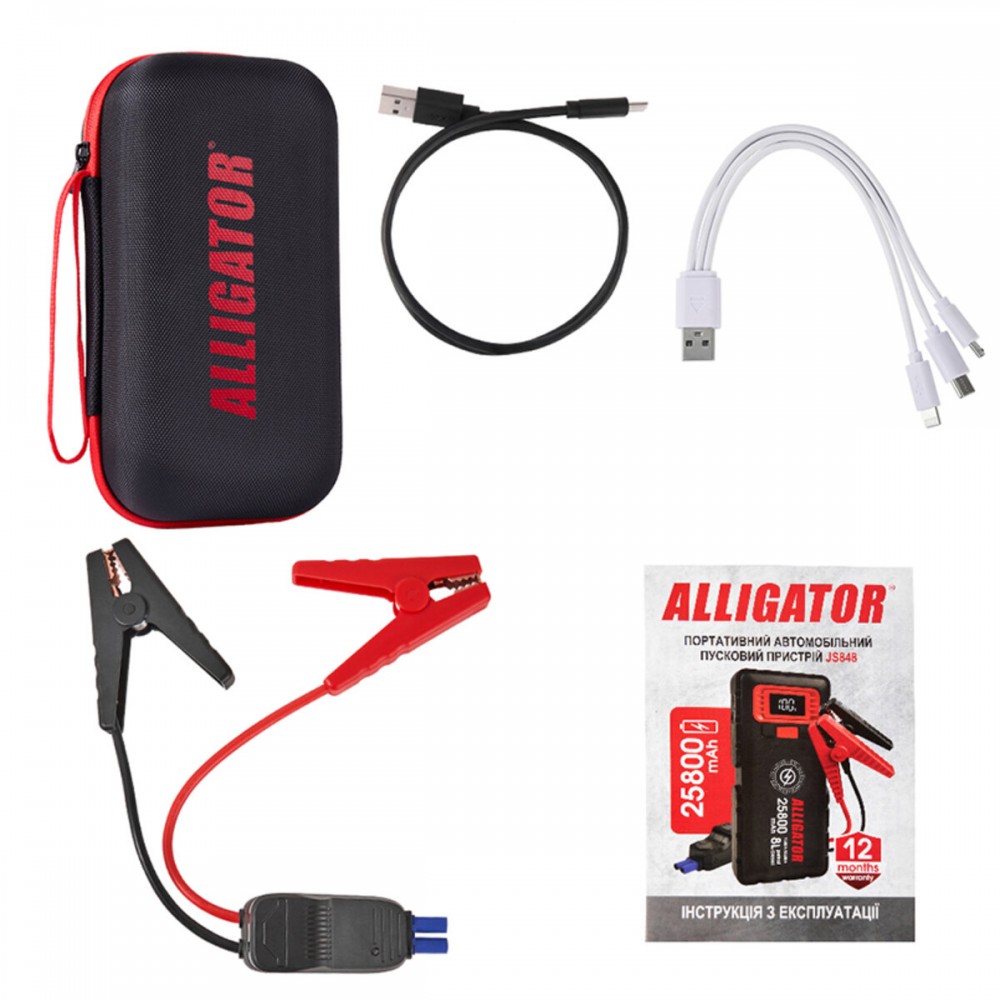 Бустер (пусковий пристрій) Alligator Jump Starter 800A/1600A 20000mAh зі Smart-клемами