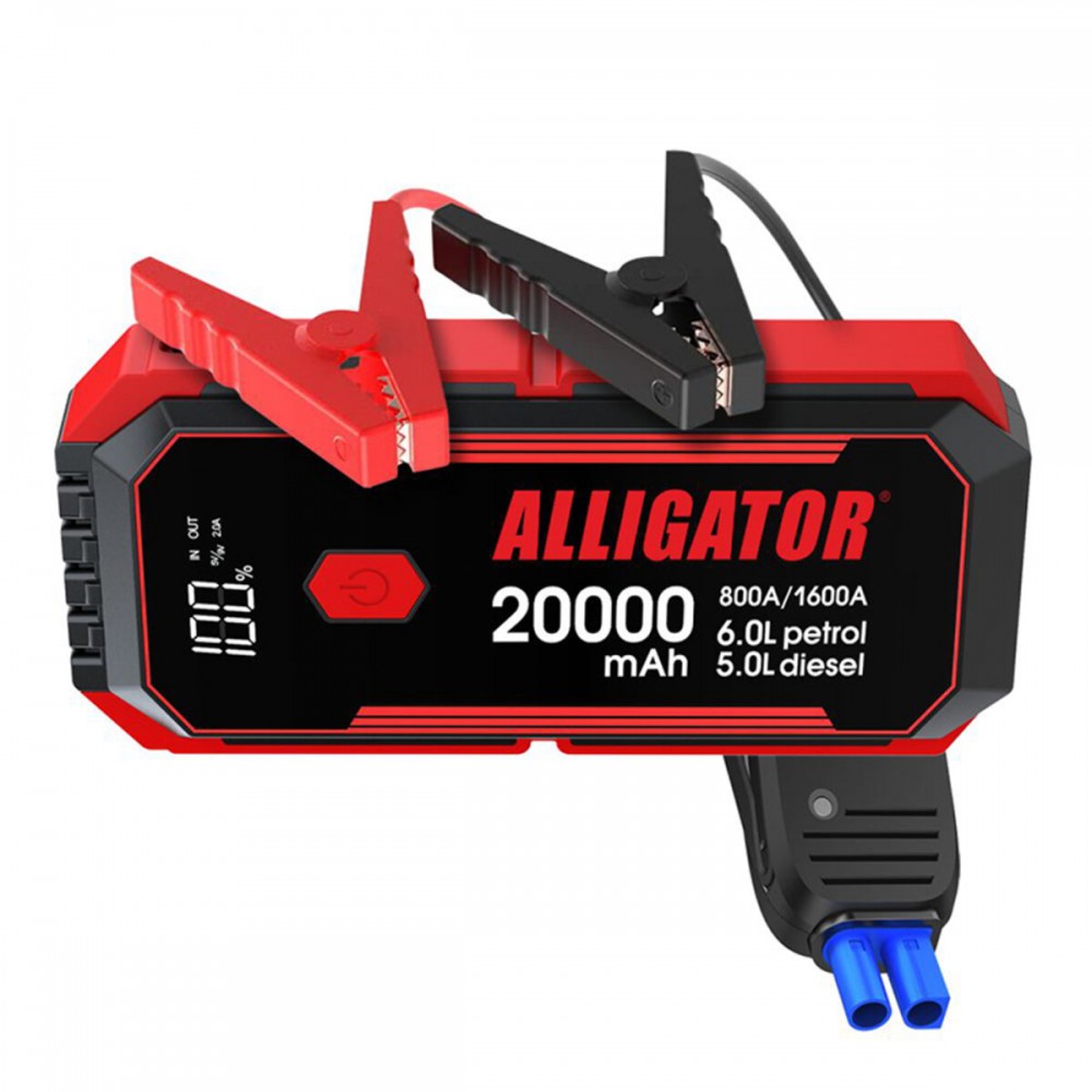 Бустер (пусковий пристрій) Alligator Jump Starter 800A/1600A 20000mAh зі Smart-клемами