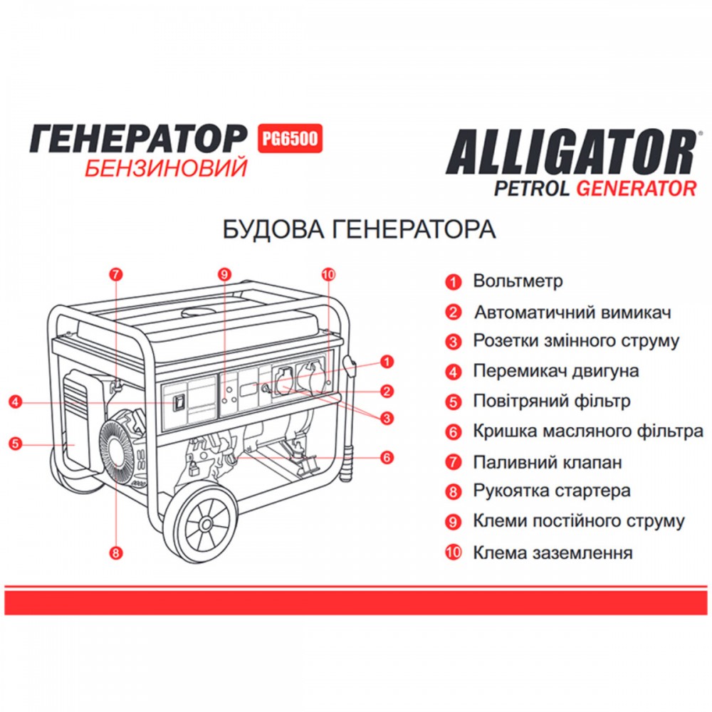 Генератор Alligator бензиновий 5,5кВт (ном 5,0кВт)