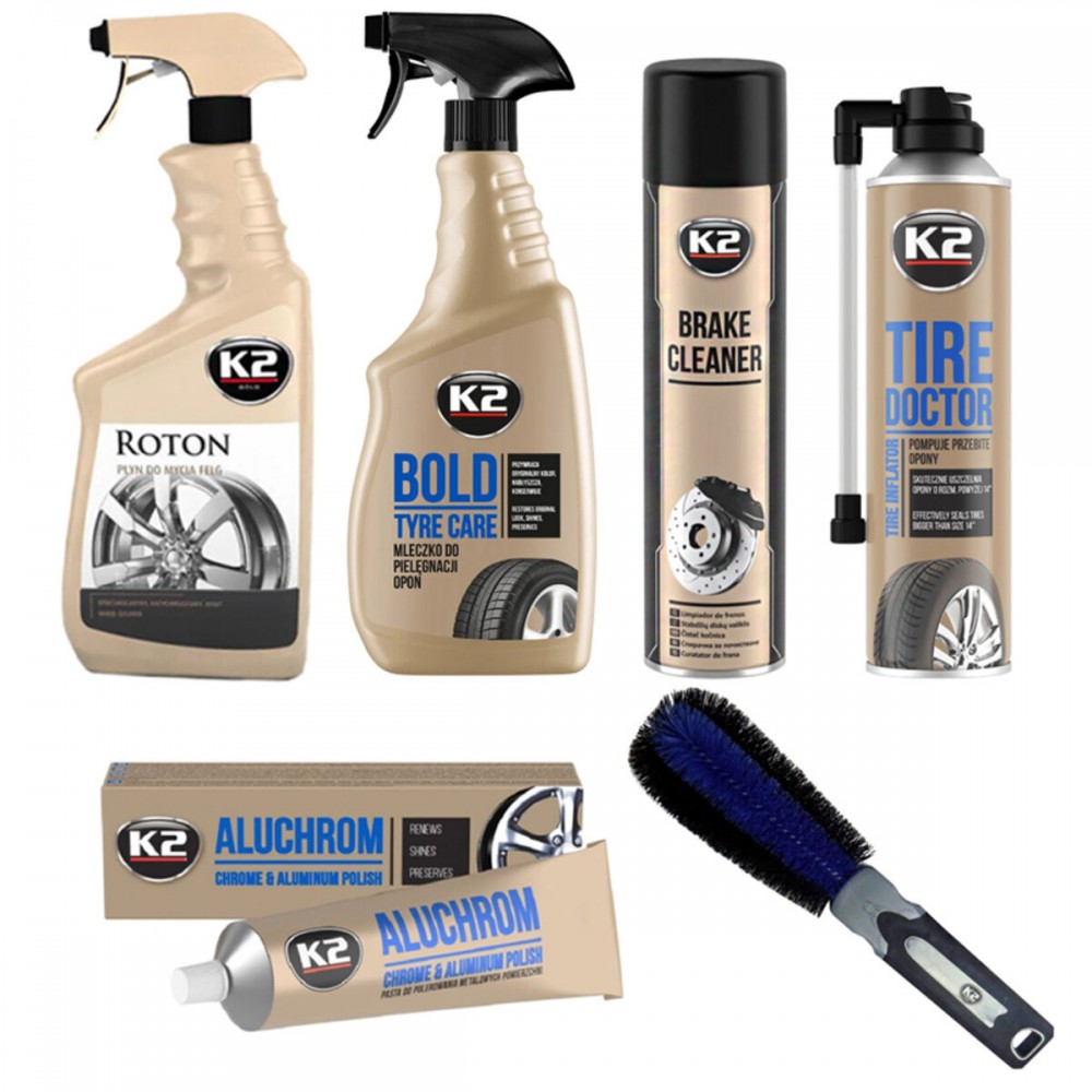 Набор для автомобильного ухода за дисками и шинами K2 (6 од.)