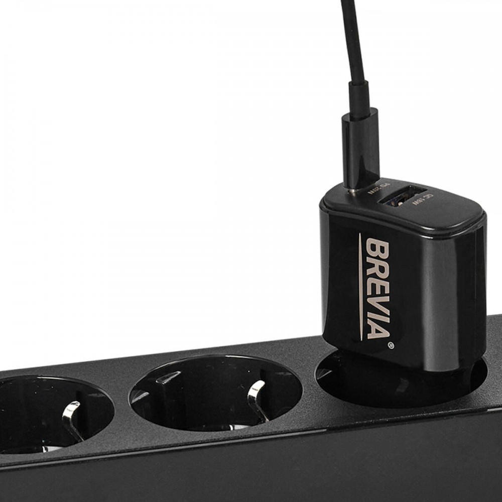 Сетевое зарядное устройство Brevia ePower PD20W USB-C+USB-A черный