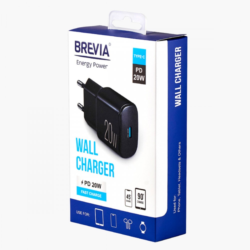 Сетевое зарядное устройство Brevia ePower PD20W USB-C черный
