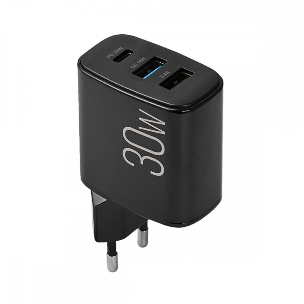Сетевое зарядное устройство Brevia ePower PD20W+QC18W+12W черный