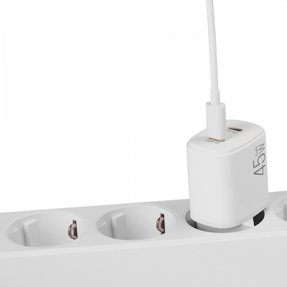 Сетевое зарядное устройство Brevia ePowerGaN PD45W 2xUSB-C белый
