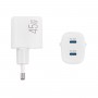 Сетевое зарядное устройство Brevia ePowerGaN PD45W 2xUSB-C белый