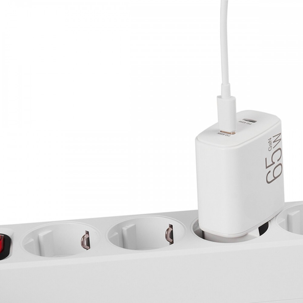 Сетевое зарядное устройство Brevia ePowerGaN PD65W 2xUSB-C белый