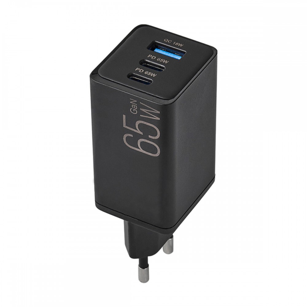 Сетевое зарядное устройство Brevia ePowerGaN PD65W 2xUSB-C+USB-A черный