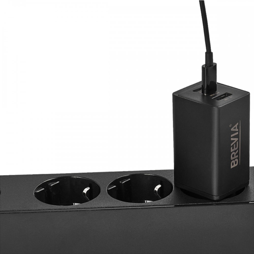 Сетевое зарядное устройство Brevia ePowerGaN PD65W 2xUSB-C+USB-A черный