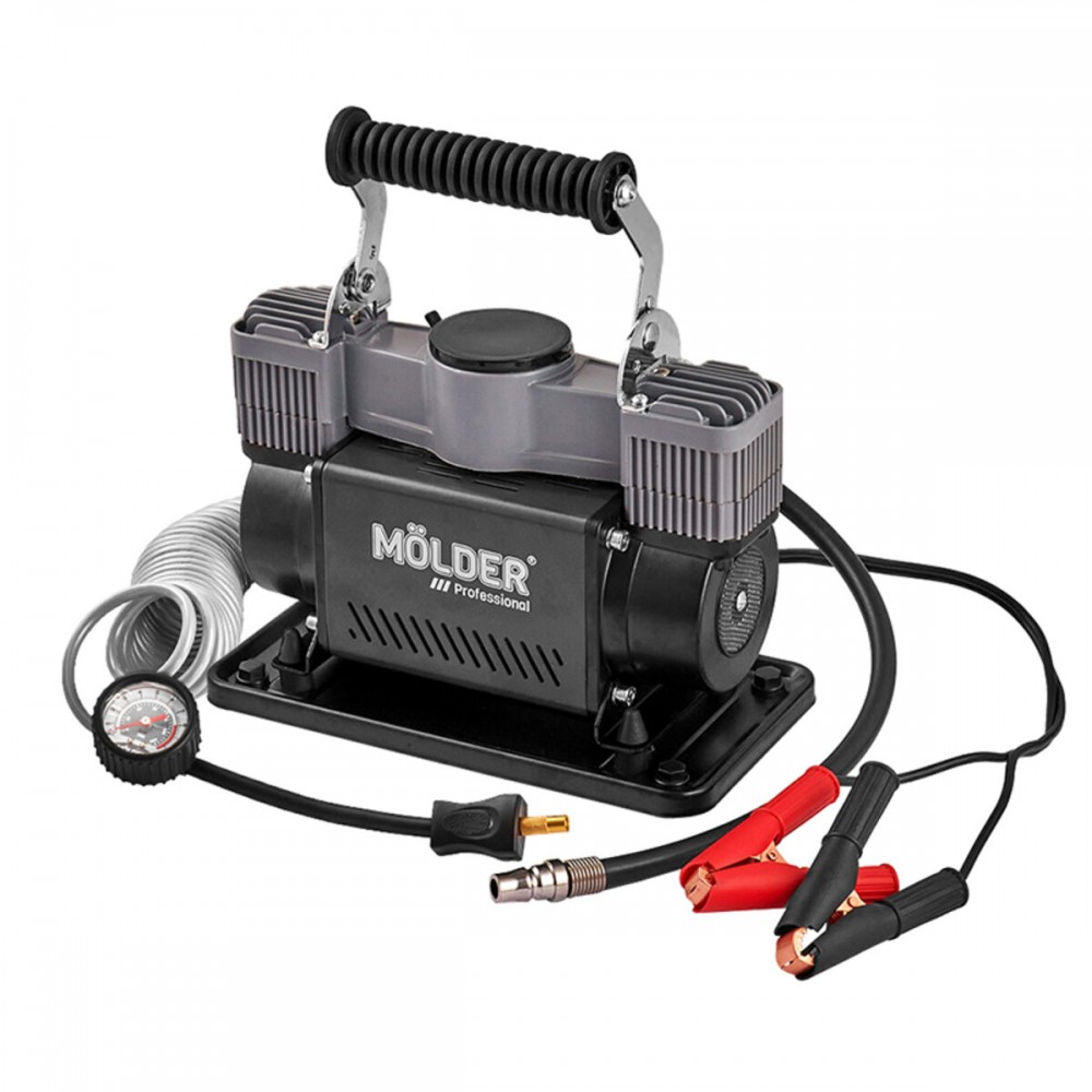 Компрессор автомобильный Molder Turbo Air 12В, 10 Атм, 90 л/мин с зажимами АКБ MA25300