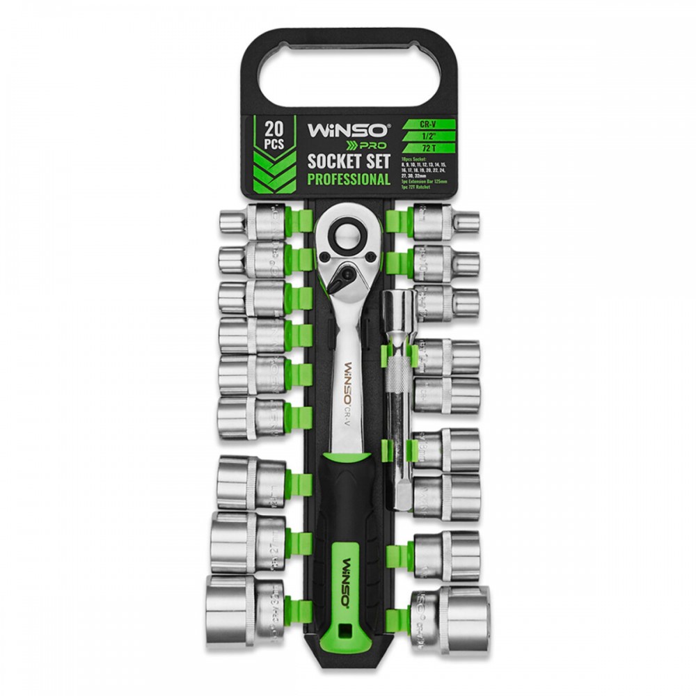 Професійний набір головок торцевих з тріскачкою та подовжувачем Winso Pro 1/2