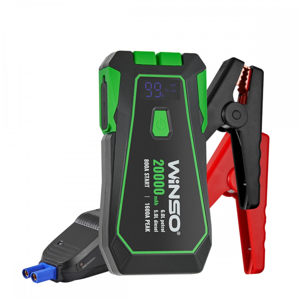 Бустер (пусковий пристрій) Winso Jump Starter 800A/1600A 20000mAh зі Smart-клемами