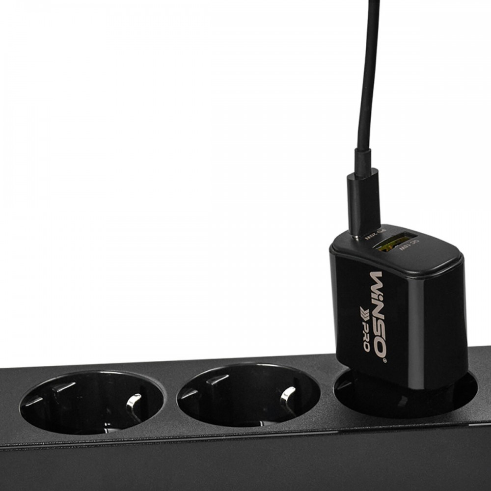 Мережевий зарядний пристрій Winso Pro PD20W USB-C+USB-A чорний