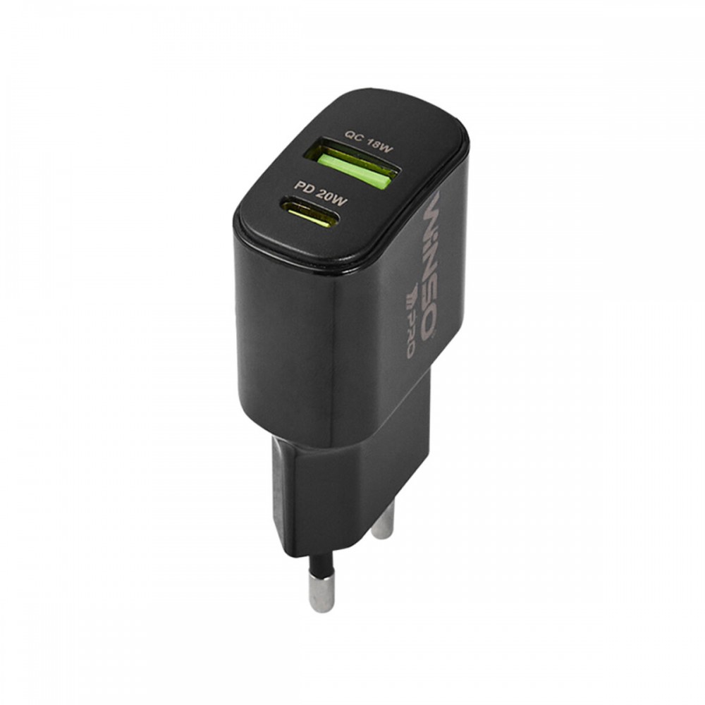 Мережевий зарядний пристрій Winso Pro PD20W USB-C+USB-A чорний