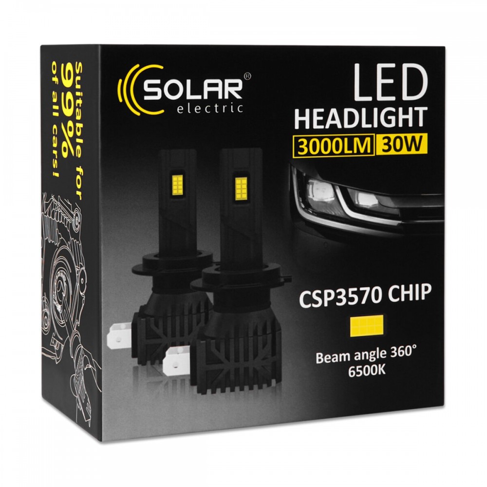 Автолампа Solar LED H1 12/24V 30W 3000Lm 6500K CSP3570 2шт