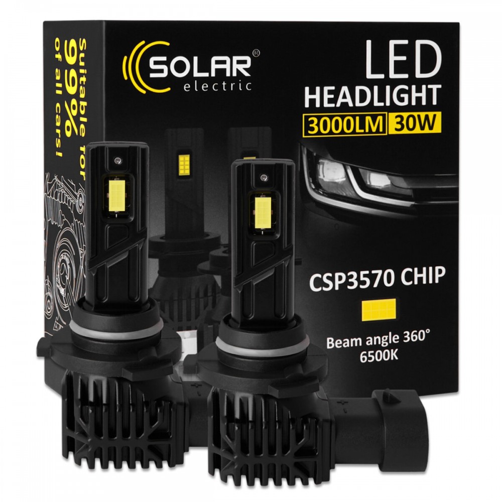 Автолампа Solar LED HB3(9005) 12/24V 30W 3000Lm 6500K CSP3570 2шт