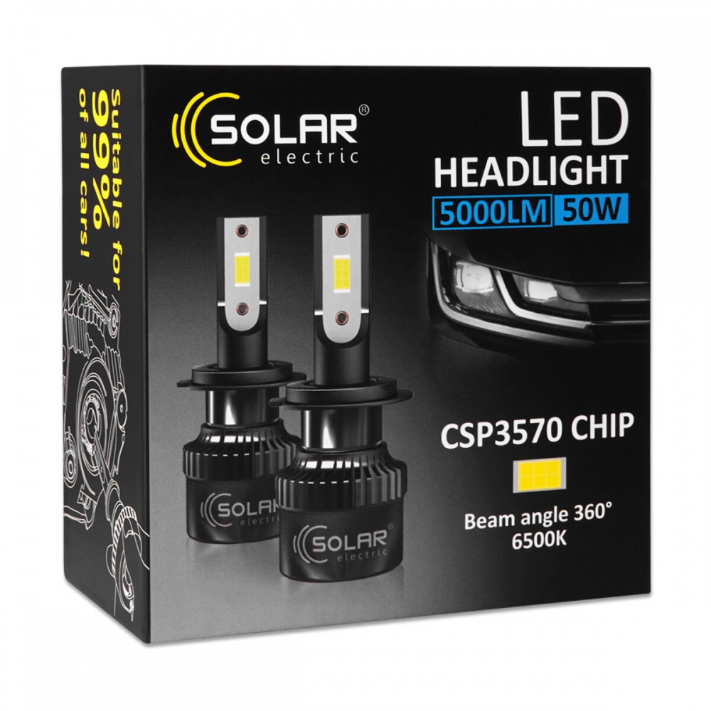 Автолампа Solar LED H8-H11-H16 12/24V 50W 5000Lm 6500K CSP3570