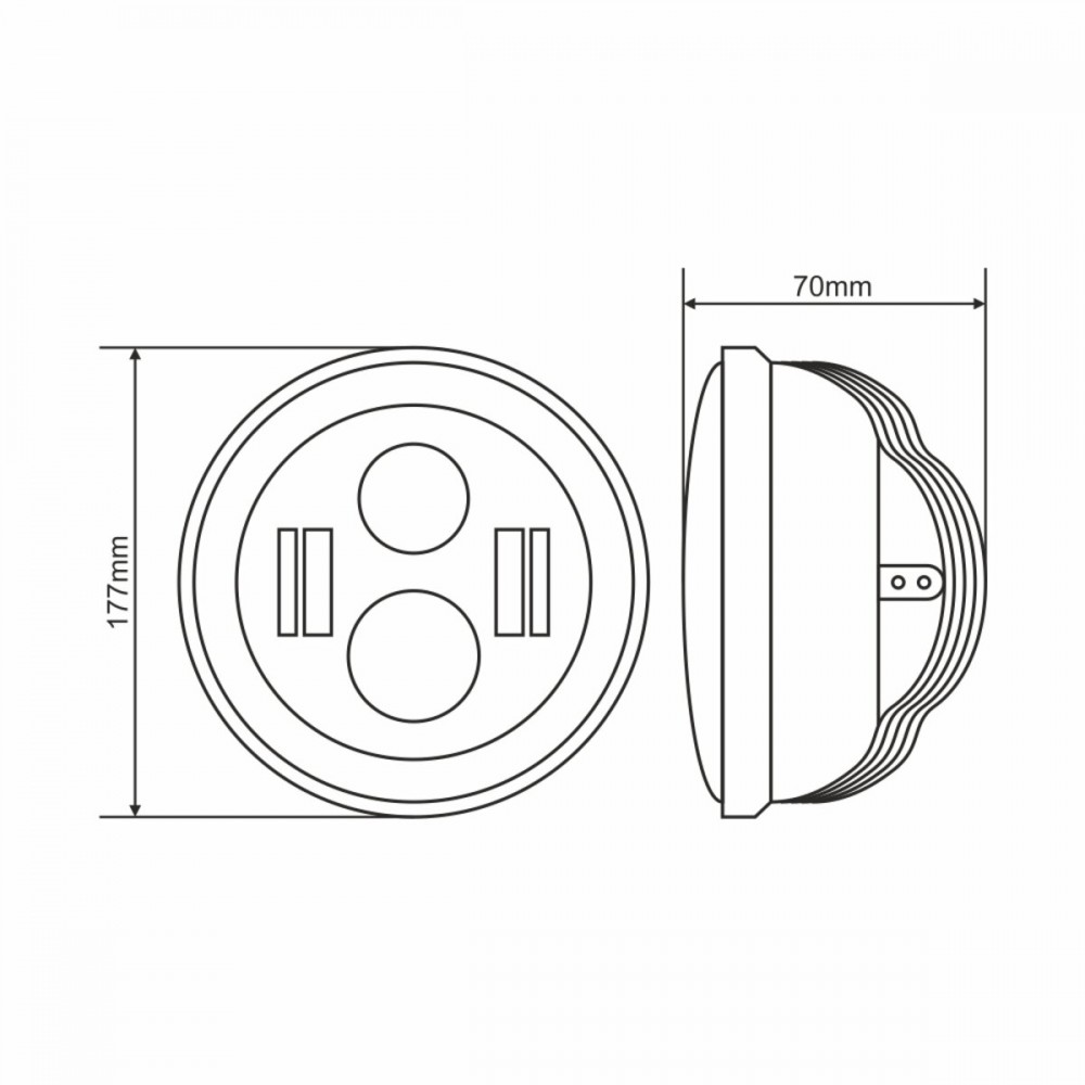 Фара светодиодная Brevia 60W (4x5W ETI+DRL), 4800Lm/2160Lm, 6000K, 177x70мм 1шт