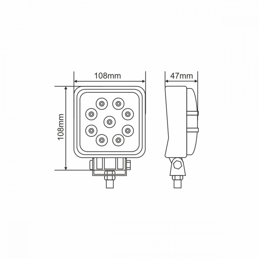 Фара светодиодная Brevia EPISTAR Flood 10-30V, 27W (9x3W), 1980Lm, 1шт