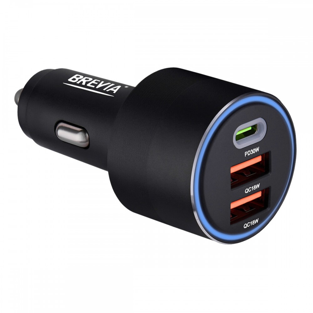Автомобильное зарядное устройство BREVIA ePower TriCharge 66W 1xUSB-C+2xUSB-A черный