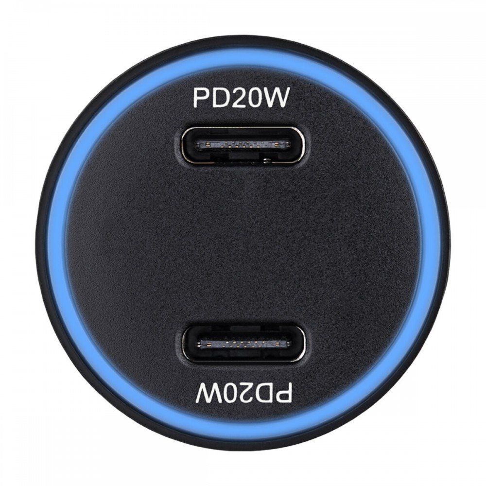 Автомобільний зарядний пристрій Winso PRO 40W 2xUSB-C LED Ring Metal