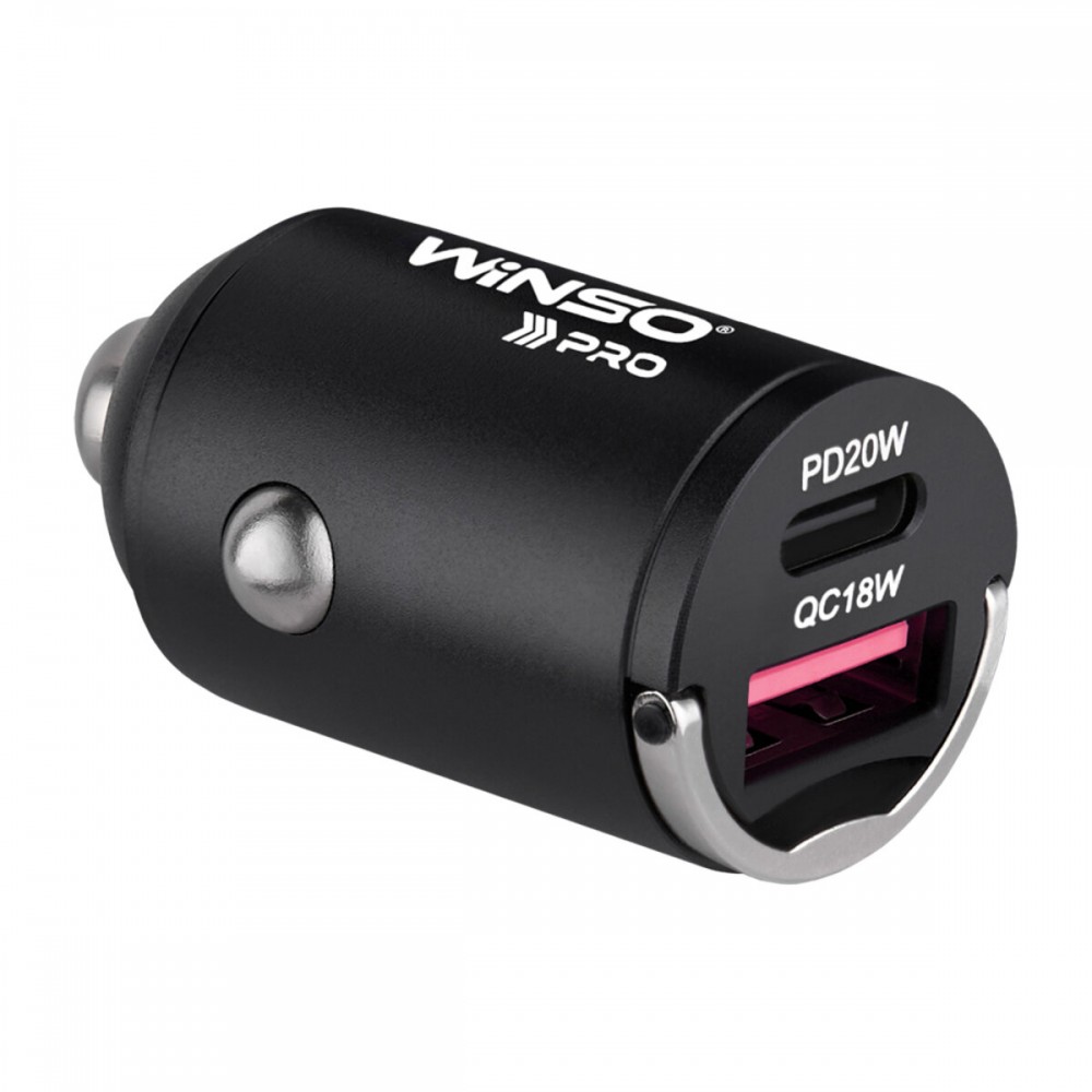 Автомобильное зарядное устройство Winso PRO 38W USB-C+USB-A mini Metal