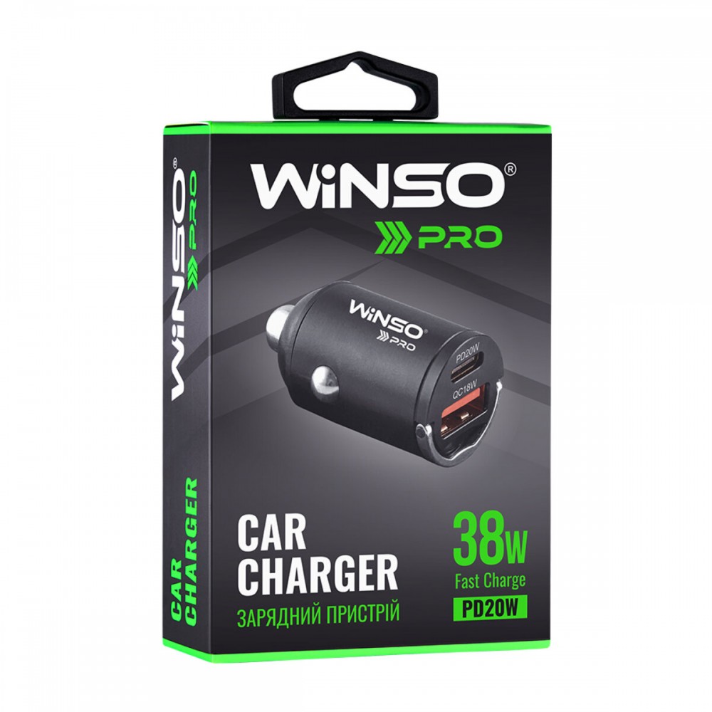 Автомобильное зарядное устройство Winso PRO 38W USB-C+USB-A mini Metal